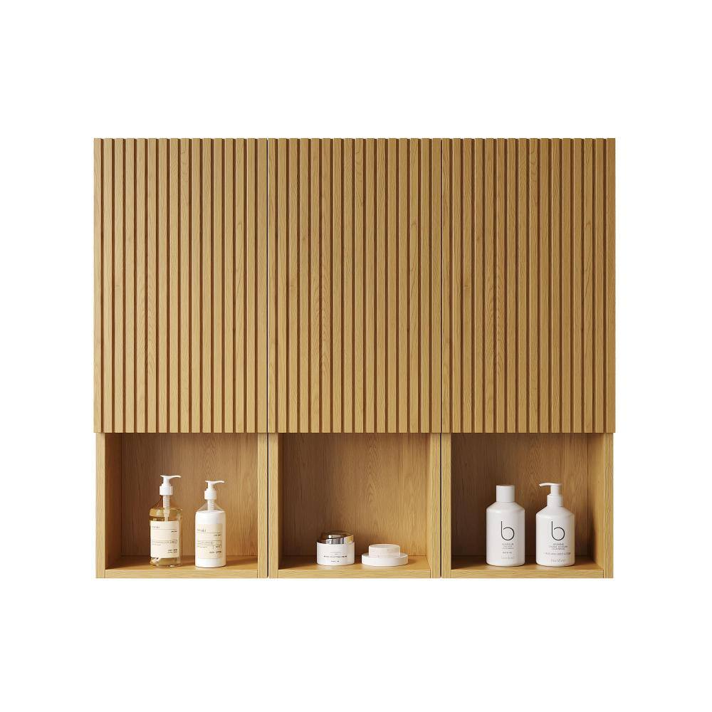 "41.34""W x 11.81""D x 35.43""H Plywood Bathroom Wall Cabinet in Golden Oak,Open Shelf" price history on PriceWatchPro