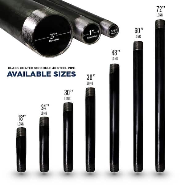 3/8 in. x 60 in. Black Steel Pipe