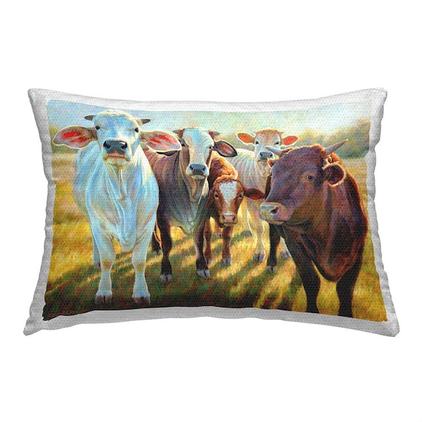 Stupell Industries Cows in Pasture Multi-Color Rectangular Outdoor Throw Pillow