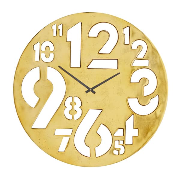 Litton Lane Gold Aluminum Contemporary Wall Clock