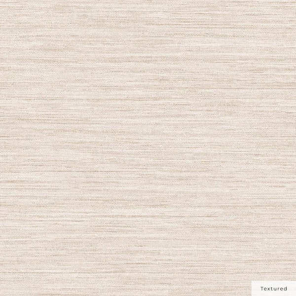 Ecru Faux Horizontal Grasscloth Vinyl Peel and Stick Textured Wallpaper Roll (Covers 28 sq. ft.)