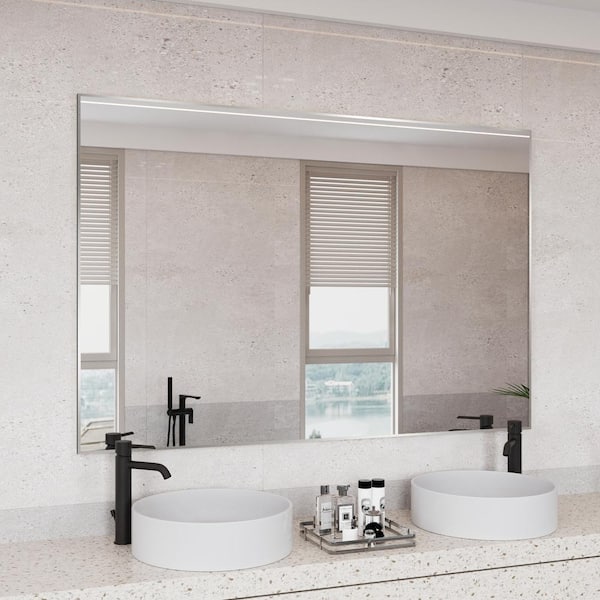 Klajowp 59 in. W x 39 in. H Rectangle Aluminum Alloy Framed Wall Mounted Bathroom Vanity Accent Mirror in Brushed Nickel