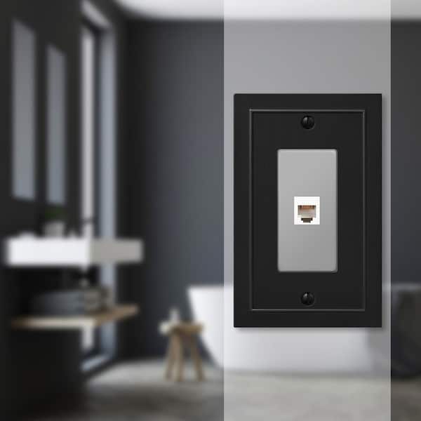 Bethany 1 Gang Phone Metal Wall Plate - Black