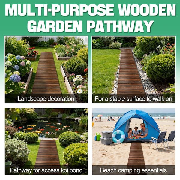 Hcman 16.5 in. x 8.2 ft. Carbonized Wood Garden Pathway, Weather