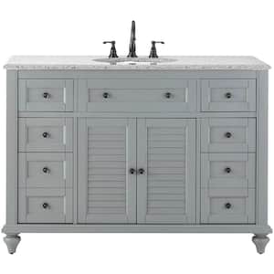 Hamilton Shutter 49.5 in. W x 22 in. D Bath Vanity in Gray with Granite Vanity Top in Gray with White Sink