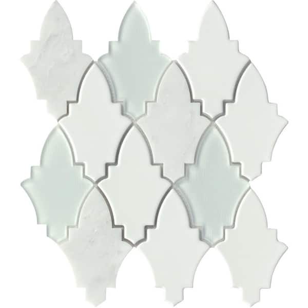 EMSER TILE Fleur Affodill 11.18 in. x 11.89 in. Polished Glass Mosaic Tile (0.923 sq. ft./Each Piece, Sold in a Case of 8 Pieces)