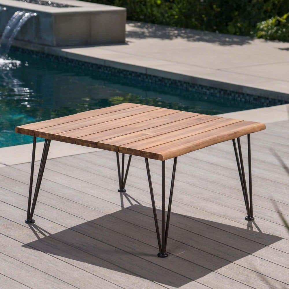 Brown Metal Outdoor Coffee Table-Rustic Accent Tables for Living Room Furni