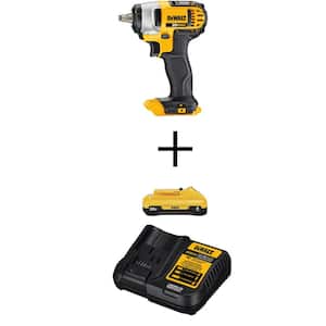 20V MAX Cordless 3/8 in. Impact Wrench with Hog Ring Anvil with 20V 4.0Ah Compact Battery Pack & 12V to 20V MAX Charger