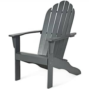 1-Piece Wooden Outdoor Lounge Chair in Gray with Ergonomic Design for Yard and Garden