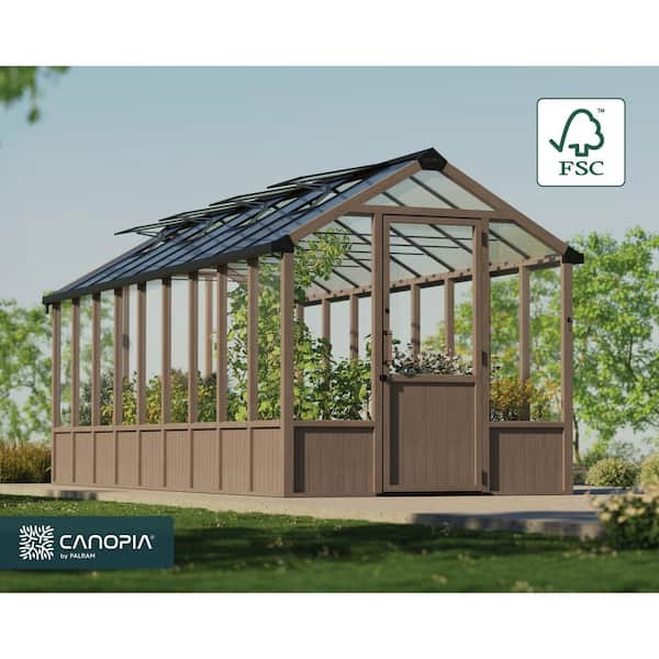 CANOPIA by PALRAM Natura 8 ft. x 22 ft. Cedar Wood/Clear
