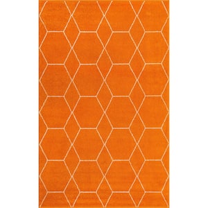 Trellis Frieze Orange/Ivory 5 ft. x 8 ft. Geometric Area Rug