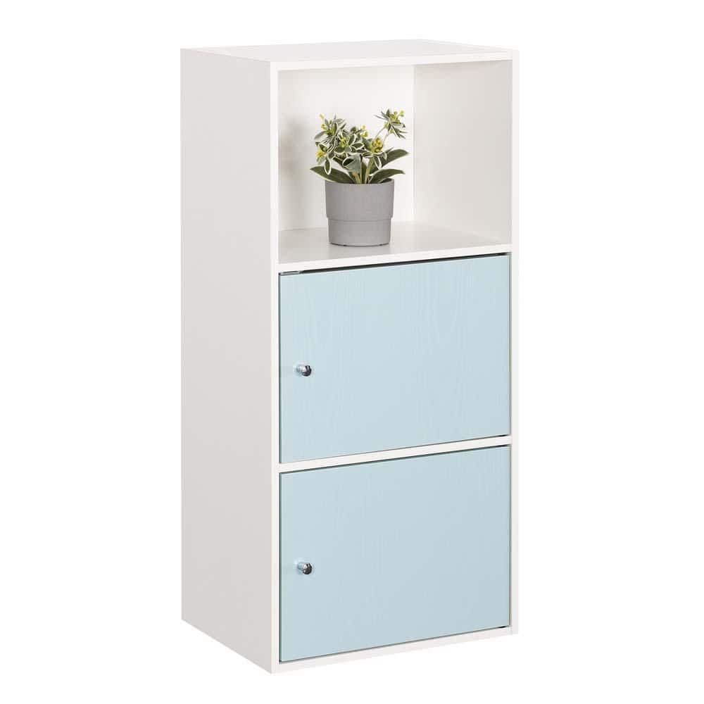 Seafoam Whisper 17" White Office Storage Cabinet with Chrome Knobs