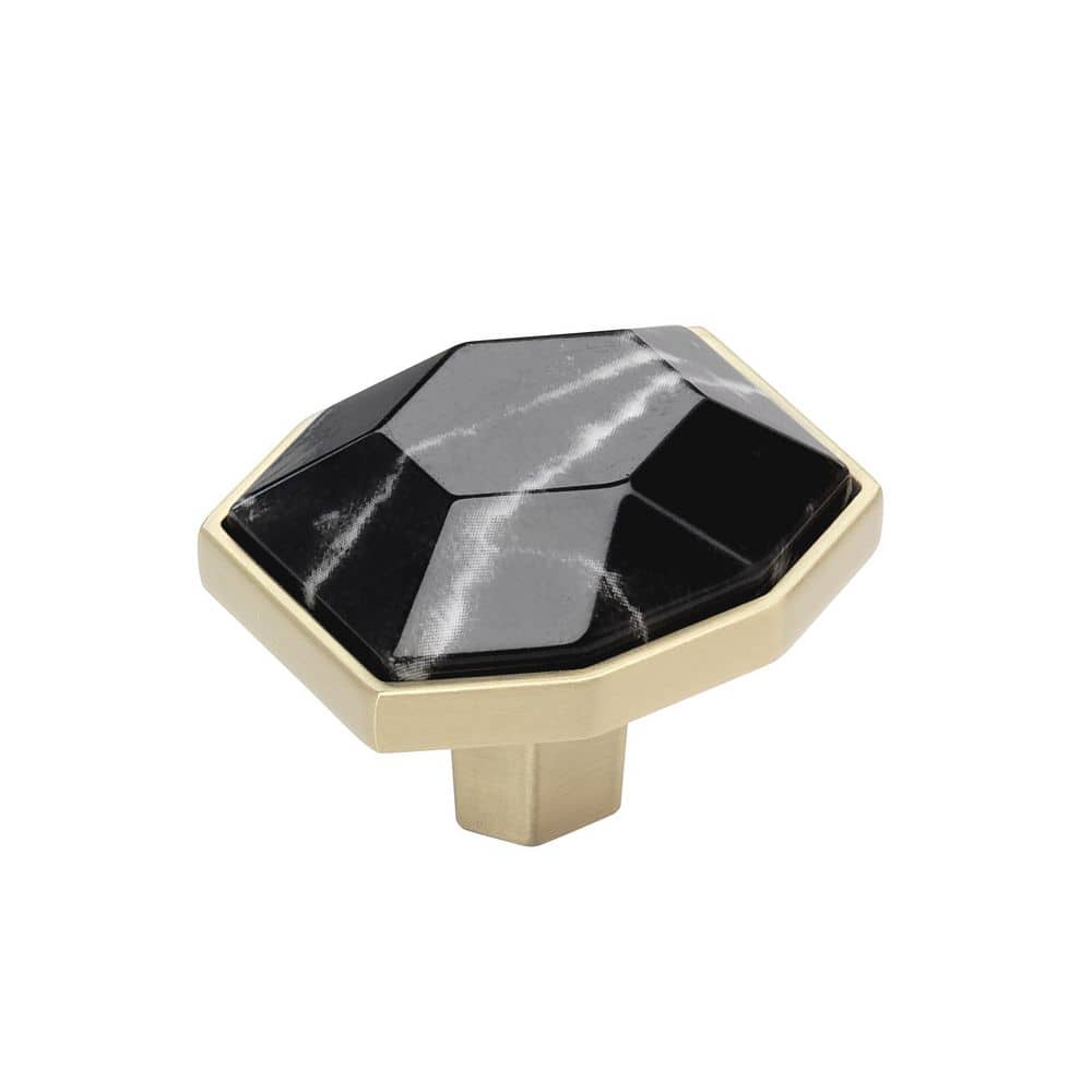 Carrione 1-5/8 in. (41mm) Length Marble Black/Golden Champagne Modern Geometric Cabinet Knob price history on PriceWatchPro