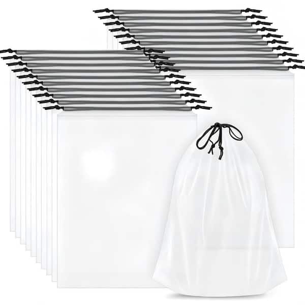 Clear Waterproof Shoe Bags, 20 Pack Large Drawstring Pouches, Portable Travel Luggage Organizers for Shoes