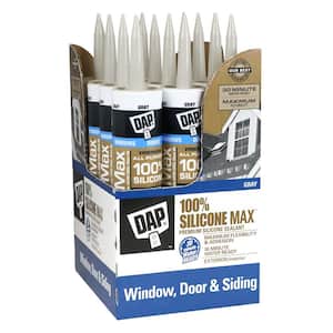 Silicone Max 10.1 oz. Gray Premium Window, Door, and Siding Silicone Sealant (12-Pack)