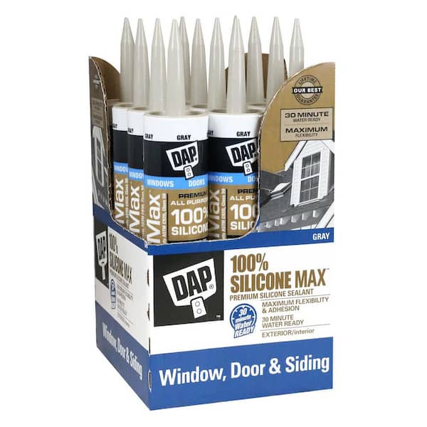 DAP Silicone Max 10.1 oz. Gray Premium Window, Door, and Siding Silicone Sealant (12-Pack)