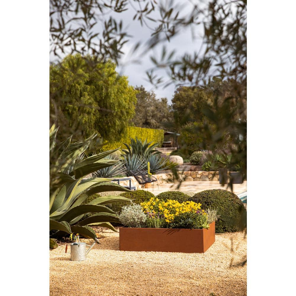 48" Square Rust Corten Steel Raised Garden Bed
