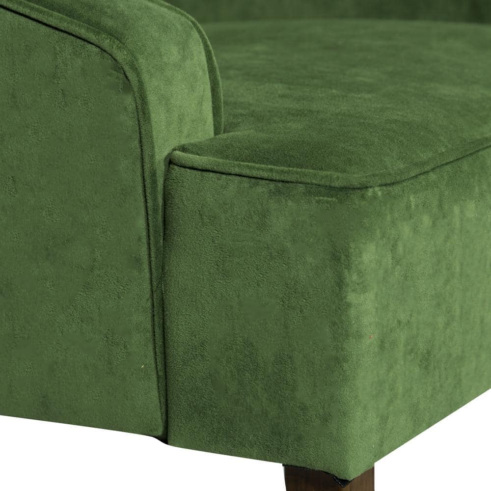 Forest Green Velvet Swoop Arm Accent Chair with Wood Legs