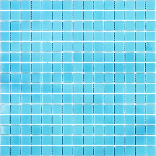 Apollo Tile Dune 4 in. x 6 in. Glossy Aqua Blue Glass Mosaic Uniform square Wall and Floor Sample Tile (0.13 sq. ft./Piece) (1-Pack)