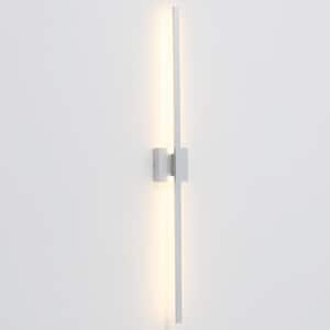 1-Lights 43.7 in. Silver Minimalist Linear LED Wall Sconce for Bathroom Stairs, Warm Light Dimmable