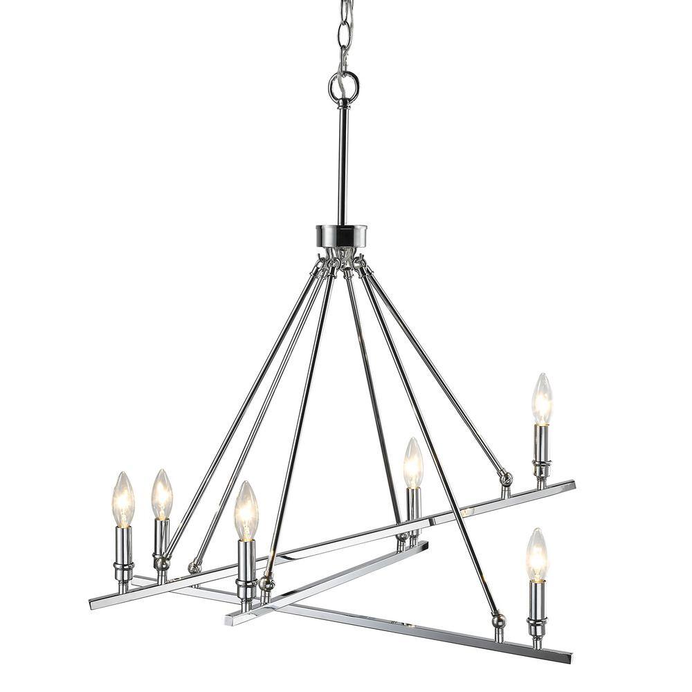 Garvin 27'' Chrome 6-Light Steel Chandelier