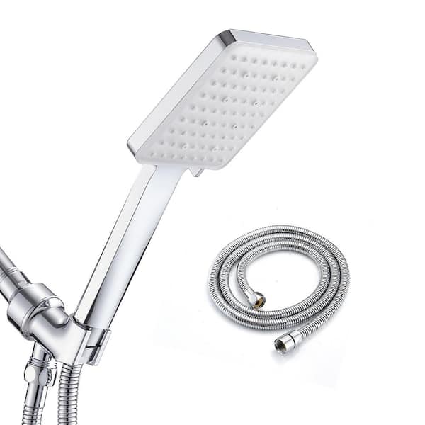 Tahanbath 6-Spray Patterns with 1.8 GPM 4.52 in. Wall Mount Handheld Shower Head in Chrome