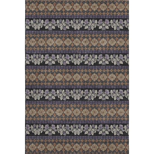 Mayfield Premium Machine Washable Abstract AMF2465 Plum 8 ft. x 10 ft. Area Rug