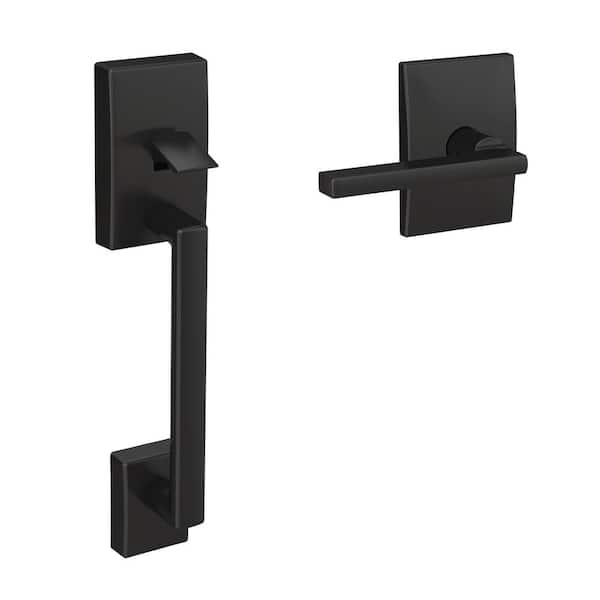 Schlage Custom Matte Black Century Front Entry Handleset and Latitude ...