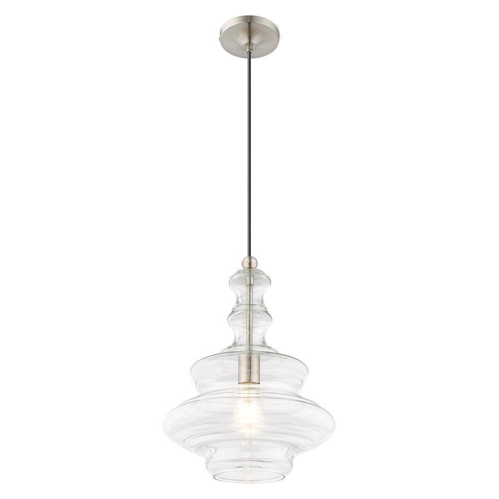 Brushed Nickel Clear Glass Mini Pendant Light