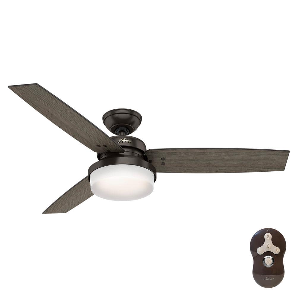 Hunter Sentinel 52 in. LED Indoor Premier Bronze Ceiling Fan with Light Kit  and Universal Remote 59210 - The Home Depot
