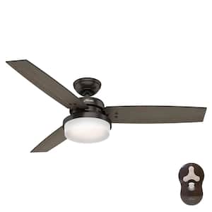 Sentinel 52 in. LED Indoor Premier Bronze Ceiling Fan with Light Kit and Universal Remote