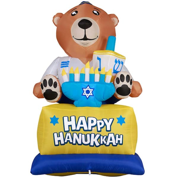 Gardenised Giant Hanukkah Inflatable Bear - Yard Decor with Built-in Bulbs, Tie-Down Points, and Powerful Built in Fan