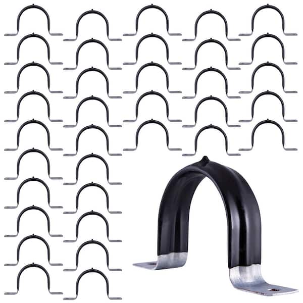 PLUMBFLEX 1-1/4 in. 2-Hole Pipe Strap U Bracket Plastic Coated Galvanized Steel (50-Pack)