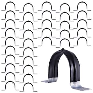 2 in. 2-Hole Pipe Strap U Bracket Plastic Coated Galvanized Steel (50-Pack)