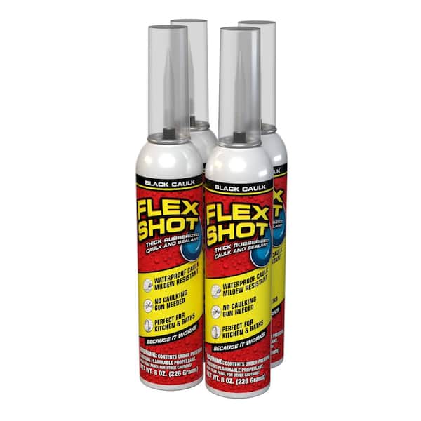 FLEX SEAL FAMILY OF PRODUCTS Flex Shot Black 8 fl. oz. Thick Rubber Mildew Resistant Waterproof Sealant (4-Pack)