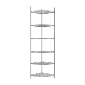 6 -Layer Corner Chrome(Silver) Kitchen Shelf Metal Heavy-Duty Craft Free Standing Storage Rack Height Adjustable