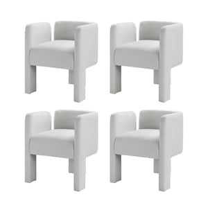 Fabrizius Ivory Modern Left-facing Cutout Dining Chair with 3-Legged Design (Set of 4)