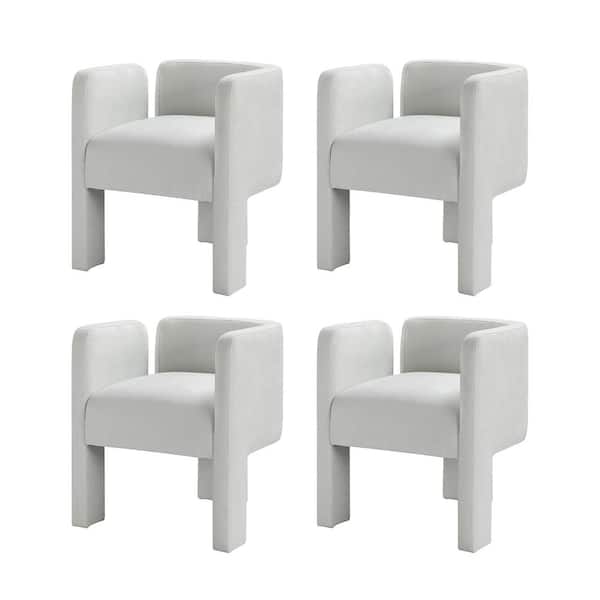 JAYDEN CREATION Fabrizius Ivory Modern Left-facing Cutout Dining Chair with 3-Legged Design (Set of 4)