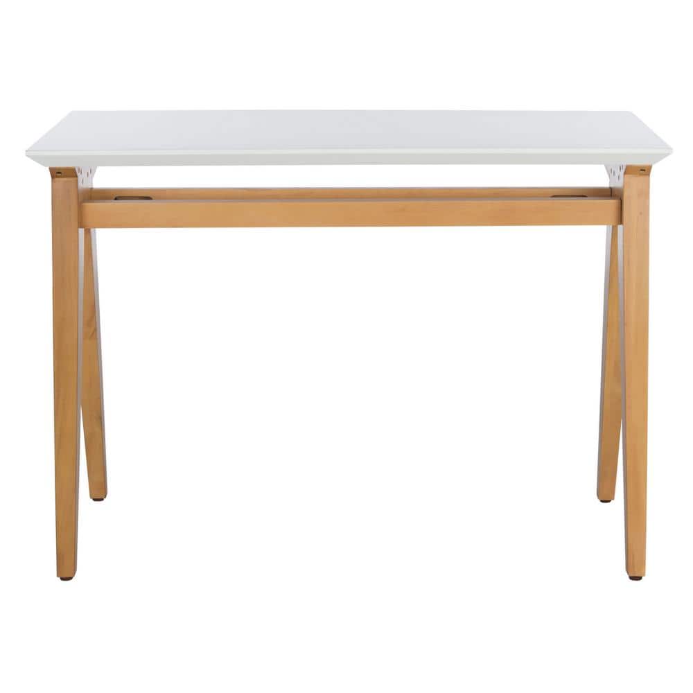Asymmetrical Oak and White A-Frame Industrial Chic Desk