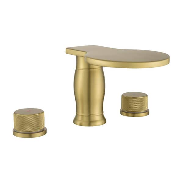 8 in. Widespread Double Handle Bathroom Faucet in Gold