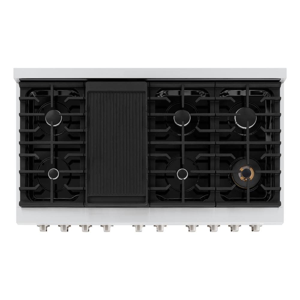 ZLINE 48" Stainless Steel Dual Fuel Range with 8 Burners