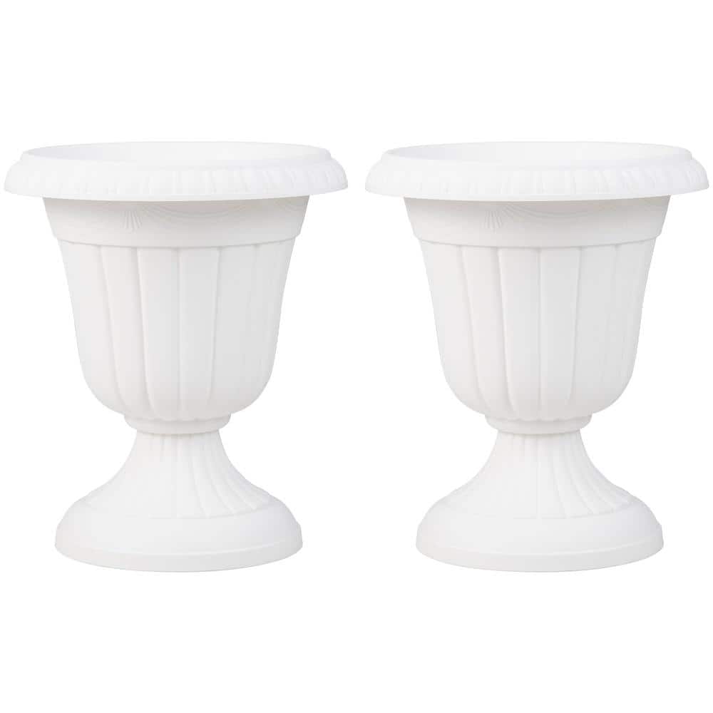 18 in Tall Vintage Outdoor Planters Set of 2 with Pedestal Base and Drain Hole-White price history on PriceWatchPro