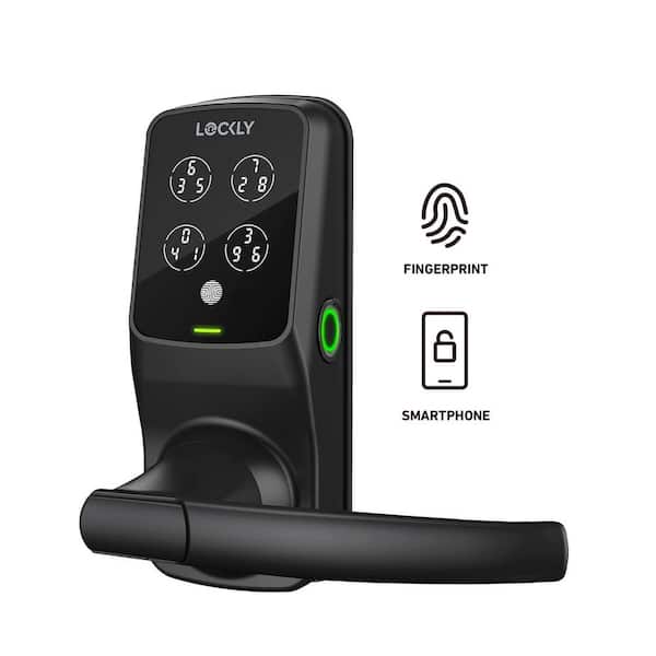Lockly Secure Plus Matte Black Single-Cylinder Smart Lock Latch with Keypad, Bluetooth and Fingerprint