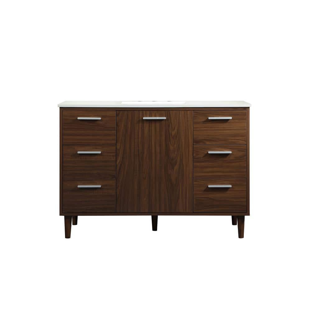 Simply Living 48 in. W x 22 in. D x 34 in. H Bath Vanity in Walnut with Ivo