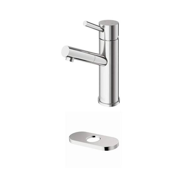 Noma Brushed Nickel Single Handle Bathroom Faucet with 5.5 in. Deck Plate Combo (2-Piece)