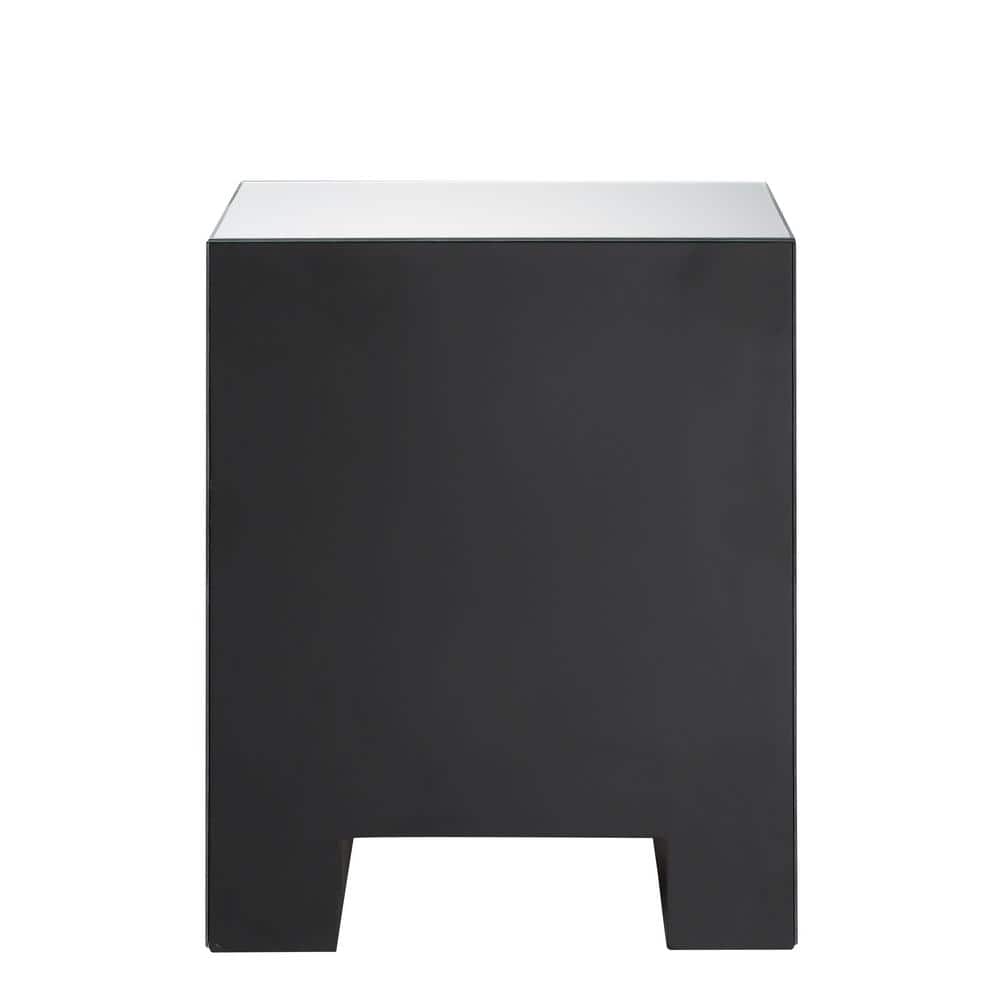 Elegant Mirrored 3-Drawer Nightstand with Faux Agate Inlay