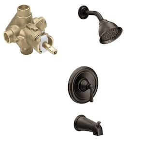Kingsley 1-Handle Posi-Temp Tub and Shower Faucet with 1-Spray Shower Head in Oil Rubbed Bronze (Valve Included)