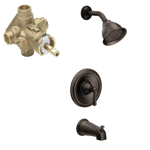 MOEN Kingsley 1-Handle Posi-Temp Tub and Shower Faucet with 1-Spray Shower Head in Oil Rubbed Bronze (Valve Included)