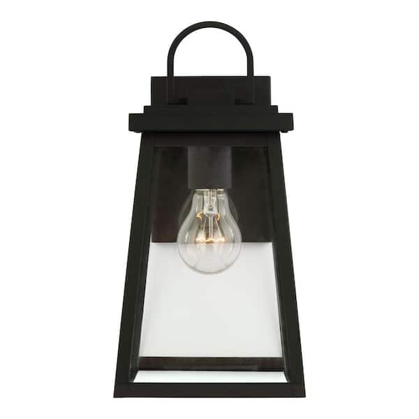 TIELLA Bihl Medium 1-Light Black Transitional Exterior Outdoor Wall Sconce with Clear and White Glass Panels Included