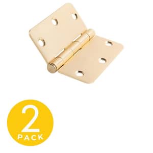 3.5 in. x 3.5 in. Satin Brass Surface Mount Removable Pin with 1/4 in. Radius Hinge - Set of 2